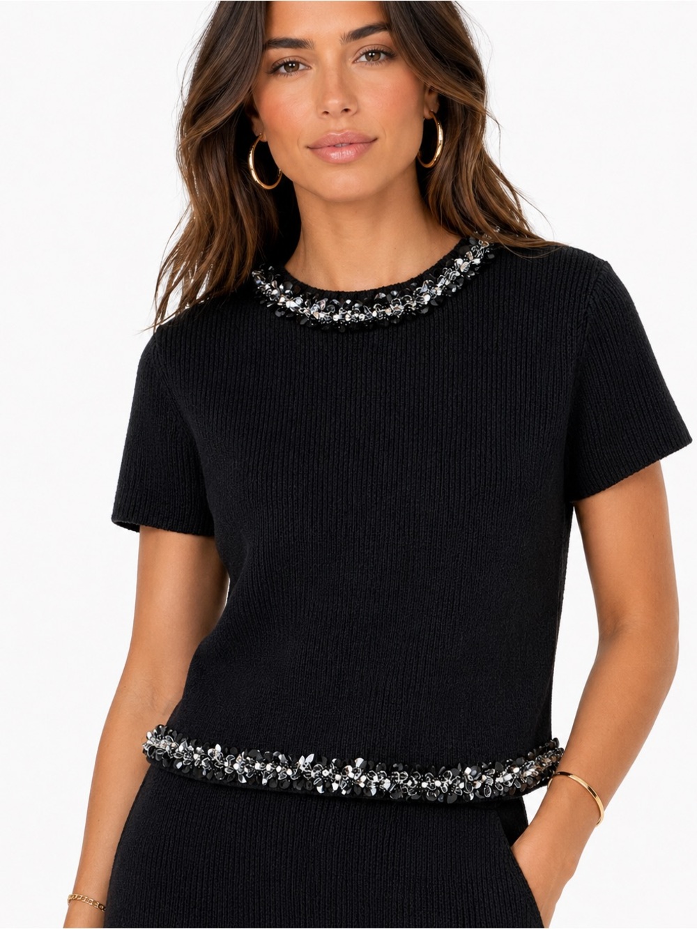 Black Embellished Knit sweater